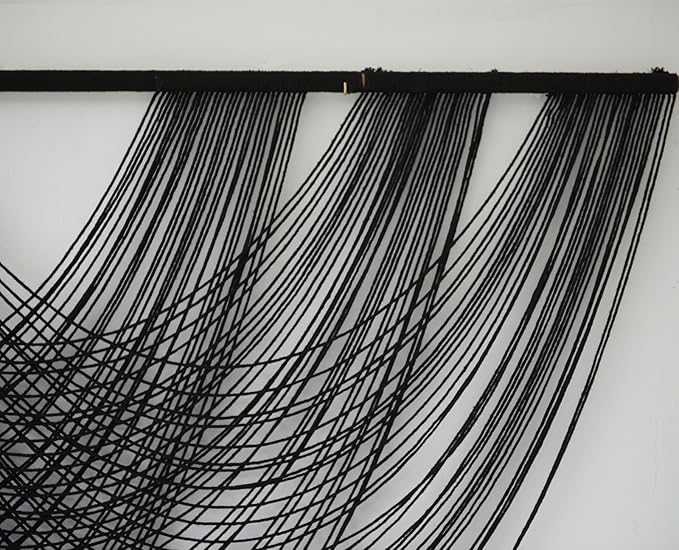 Flber Macrame Wall Hanging Black 59.00" W x 31.00" L Boho Wall Decor Large Boho Yarn Tapestry Living Room Bedroom Home Wall Décor