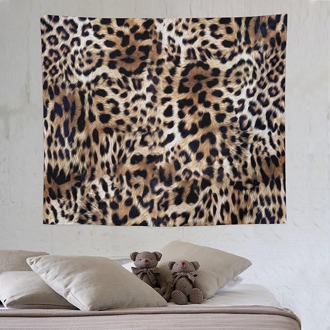 HZOHNAGO Leopard Print Tapestry Nature Wildlife Vintage Cheetah Fur Spot Animal Skin Wild Animals Spots Printed Wall Tapestry Painting Wall Hanging for Bedroom Living Room Dorm 60" W x 50" H