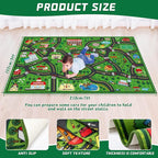 Kids Carpet Playmat Rug 5 x 7 ft Player Car Rug, City Life Traffic Road Map Mat Educational Game Area Mat for Toddler Children Playroom Classroom Bedroom(Green)