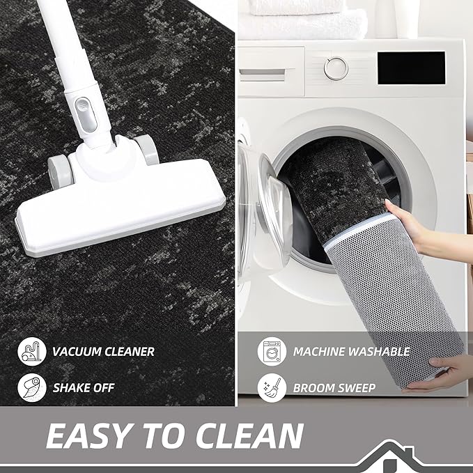 BEQHAUSE Dirt Trapper Door Mat 32"x48" Non-Slip Door Mats Washable Entryway Rugs Stain Resistant Doormat Absorbent Welcome Floor Mat for Front Back Door, Muddy Wet Shoes & Paws,Black