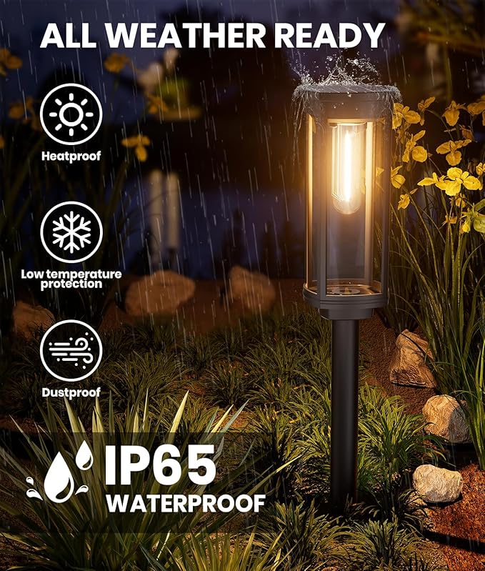 8 Pack Solar Pathway Lights Outdoor IP65 Waterproof Super Brightness Solar Powered Landscape Path Lights for Outside Walkway Driveway Garden