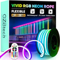 GZBtech RGB LED Neon Rope Lights 16.4FT/5M, AC 110-120V Waterproof Color Changing LED Rope with Remote Controller, Dimmable Multi Color Neon Rope Lighting for Indoor Outdoor Commercial Use