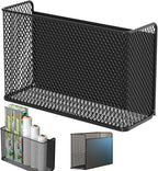 Magnetic Basket Fridge Lint Bin Dryer Ball Holder Laundry Room Organization Home Storage for Class Office School (Mesh，(1-Pack) Black/L)