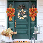 RECUTMS Fall Leaves Hanging Plant Artificial Fall Leaves Garland with Berry Fake Autumn Wall Hanging Leaf Vines for Home Halloween Party Door Frame Fireplace Decoration(Orange with Berry)