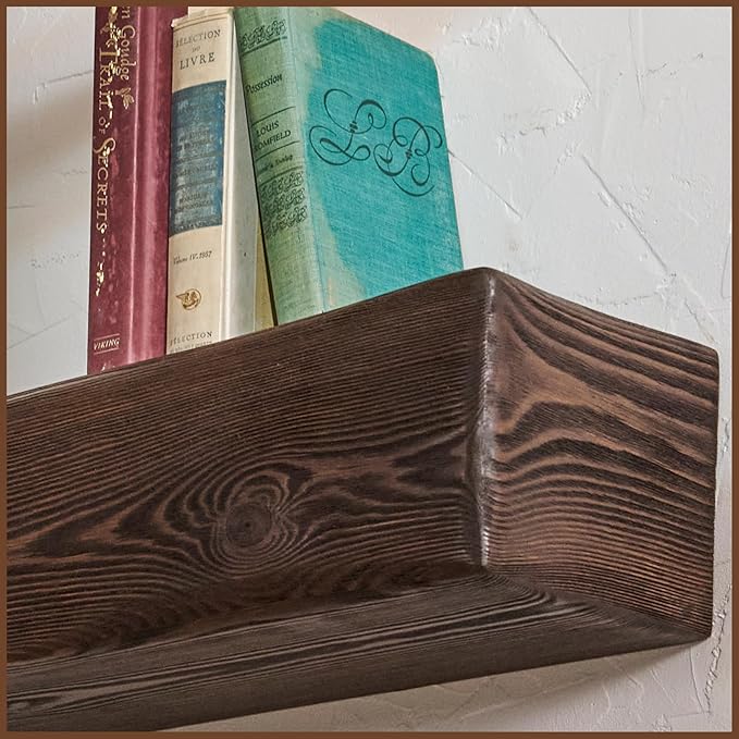 Handmade Fireplace Mantel Shelf 72", Extra Wide Rustic Wood Mantles for Over Fireplace, Wall Mounted Floating Mantel Shelves for Living Room Decor (Dark Walnut, 72Lx6Hx8D)