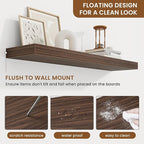 fuqing Floating Shelves for Wall, Bathroom Shelf Wall Mounted for Storage, Shelves with Invisible Bracket for Bedroom, Kitchen, Living Room, Farmhouse Small Book Shelf, 36 Inch Set of 2, Walnut