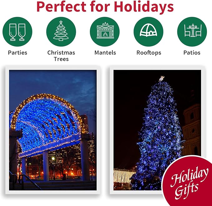100 Count Blue - String Lights - 21.6FT LED Christmas Lights, Mini led Lights for Indoor Outdoor Home Holiday Party Wedding Independence Day Decoration