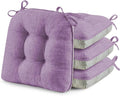 puredown® Chair Cushions for Dining Chairs, Tufted Memory Foam Chair Pads with Non-Slip Backing, Kitchen Seat Cushions with Ties, Washable Seat Pads Set of 4, 15.5" x 15.5" x 4", Purple