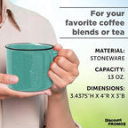 DISCOUNT PROMOS Ceramic Campfire Coffee Mugs 13 oz. Set of 10, Bulk Pack - Perfect for Tea, Espresso, Cappuccino, Hot Cocoa - Mint