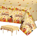 2 Pack Happy Thanksgiving Tablecloth - Fall Thanksgiving Turkey Table cloths, Disposable Plastic Rectangle Autumn Pumpkin Maple Leaf Table Cover for Thanks Giving Tables Decor Party Supplies,108x54In