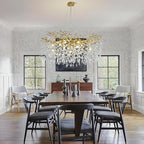 Modern Crystal Chandeliers for Dining Room Over Table, 40" Round Gold Tree Branche Chandelier, Large Crystal Chandelier for Living Room,High Ceiling,Foyer,Entryway,Kitchen Island,Staircase