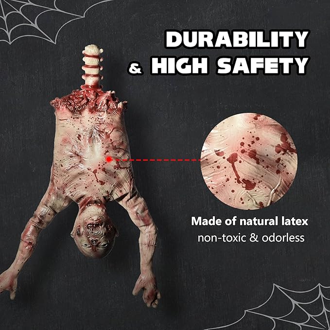 AW 37" Halloween Half Body Prop Skinned Hanging Corpse Torso Haunted House Party Indoor Outdoor Decoration 2025