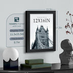 12x16 Picture Frame 3 pk - Textured Black Wood, HD Tempered Glass, Wall Gallery Picture Photo Frame