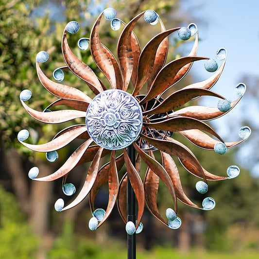 Wind Spinners Outdoor Metal Large with Stake- 84'' Wind Spinners for Yard and Garden - Windmill for Yard - Ideal Gift Metal Yard Art for Family, Friends, Garden Lovers (Willow Leaf)