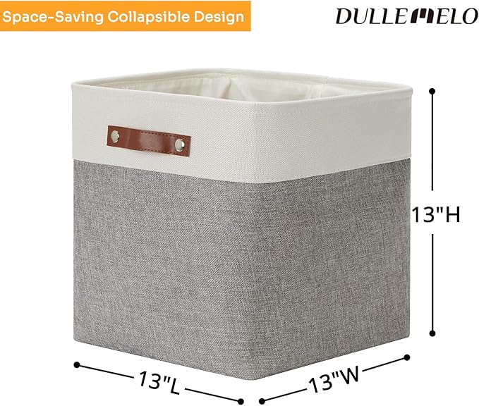 DULLEMELO 13 inch Fabric Storage Cubes 4 Pack Foldable Baskets/Bins for Home Office Organizer Closet, Shelves, Toy, Nursery