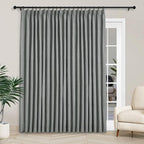Macochico Extra Wide Full Blackout Linen Curtains for Sliding Door Mid Grey Pinch Pleated Linen Curtains 96 Inches Long for Bedroom Living Room Farmhouse with Tieback 120”Wx96”L 1 Panel