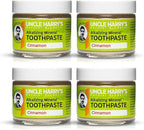 Uncle Harry's Cinnamon Remineralizing Toothpaste | Natural Whitening Toothpaste Freshens Breath & Promotes Enamel | Vegan Fluoride Free Paste (4 pack)