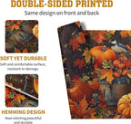 Pumpkin Maple Leaf Bird Fall Placemats Set of 4 Autumn Thanksgiving Seasonal Holiday Harvest Linen Table Mats Orange Brown Washable Place Mats for Party Kitchen Dining Outdoor Indoor Decor