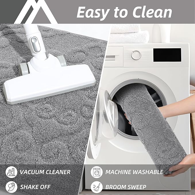 COSY HOMEER-Door-Mat-Non-Slip-Entryway-Rug 32”x48” Absorbent Welcome Mats Washable Dirt Trapper Door Mat Entrance Floor Mats for Front Back Doormats and Wet Shoes,Grey