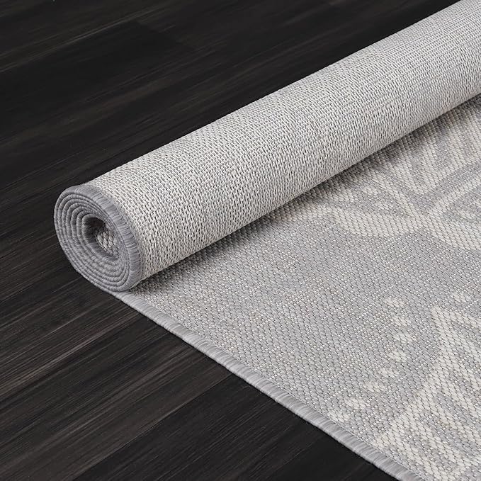 Medallion Outdoor Rug 5x7 Washable Outside Carpet for Indoor Patio Porch Waterproof Easy Cleaning Non Shedding Area Rugs Gray 5 x 7