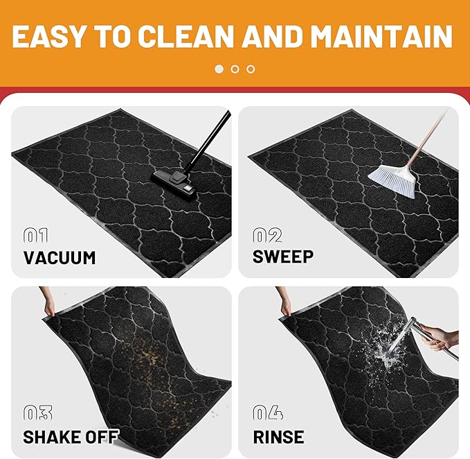 Door Mat Outdoor, 24x36, Welcome Mats for Entryway, Front Doormat for Home Entrance, Indoor Floor Mat, Durable, Non-Slip, Boot Scraper, Catches Muddy and Dirt (Black)