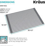 Kraus Multipurpose Over-Sink Roll-Up Dish Drying Rack, Colander and Trivet in Dark Grey, KRM-10DG