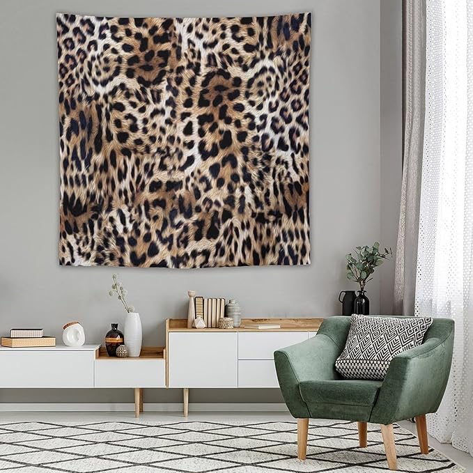 HZOHNAGO Leopard Print Tapestry Nature Wildlife Vintage Cheetah Fur Spot Animal Skin Wild Animals Spots Printed Wall Tapestry Painting Wall Hanging for Bedroom Living Room Dorm 60" W x 60" H