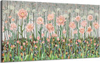 amatop Extra Large Floral Wall Picture for Living Room Modern Botanical Canvas Prints Flower Field Wall Decor Abstract Nature Art Wildflower Garden Pink Green Stretched Artwork Bedroom Office 58x29 in