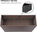 SUNNYPARK Tall Rectangular Planter with Removable Liner, All-Weather PE Rattan Large Modern Planters Indoor Outdoor Flower Plant Pots Garden Box Patio Yard Front Porch Deck