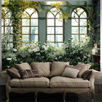 FENDROM Window View White Flower Tapestry Nature Landscape Classic Flower Vine Wall Hanging Party Decorations For Bedroom Living Room Dorm