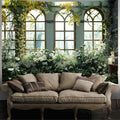 FENDROM Window View White Flower Tapestry Nature Landscape Classic Flower Vine Wall Hanging Party Decorations For Bedroom Living Room Dorm