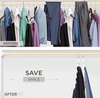 MORALVE Pants Hangers Space Saving - 2 Pack European Beechwood Scarf and Jean Hangers - Closet Organizer and Space Saver Pant Rack, Leggings Hanger, and Scarf Holder with 360° Swivel Hook