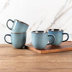 AmorArc 12oz Coffee Mugs, Ceramic Coffee Mugs set of 6 for Man, Woman, Dad, Mom, Modern Coffee Mugs with handle for Latte/Cappuccino/Milk/Cocoa. Dishwasher&Microwave Safe, Ocean Blue