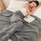 EMME Cotton Blanket Queen Size for Bed Soft Large Muslin Bed Blankets 90"*90" Lightweight Breathable Grey Blanket All Season Gauze Blanket, Grey
