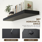 Black Floating Shelves for Wall - 55 Inch Wide x 12 Inch Deep Wall Shelves Set of 1 - Rustic Black Wood Shelves for Living Room, Bathroom, Laundry Room, Bedroom, Kitchen, Home Office