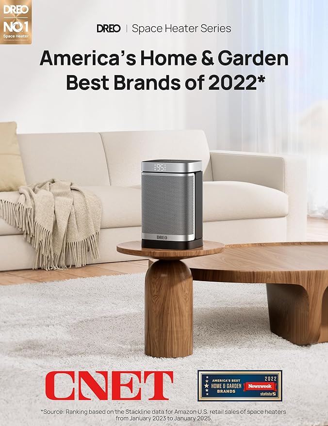 Dreo Space Heater, 1500W Portable Electric Heaters for Indoor Use, PTC Ceramic Heater for Office with Remote, Thermostat, 70°Oscillation, 12H Timer, 5 Modes, Safe Quiet Room Heater for Bedroom