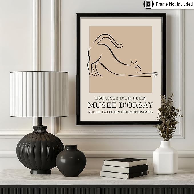 Poster Master Vintage Poster - Retro Minimalist Print - Gift for Artist, Housewarming - Cat, Line Drawing, Sketch, Abstract - Wall Decor for Living Room, Bedroom, 18x24 Unframed Wall Art