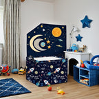 HIYAGON Rectangular Space Basket for Boys Baby Storage Basket Storage Bin Organizer Box Room Decor(Rocket Planet)