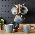 AmorArc 12oz Coffee Mugs, Ceramic Coffee Mugs set of 6 for Man, Woman, Dad, Mom, Modern Coffee Mugs with handle for Latte/Cappuccino/Milk/Cocoa. Dishwasher&Microwave Safe, Ceylon Blue