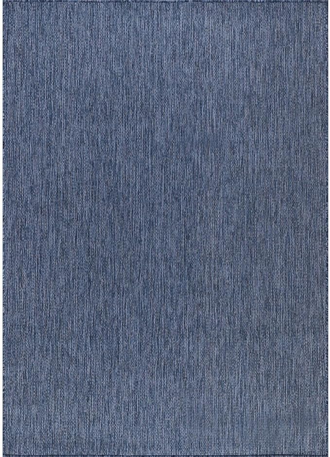 Washable Indoor Outdoor Rug 8x10 Weather Resistant Area Rugs Modern Solid for Porch Deck Balcony Backyard Patio Outside Carpet (8 X 10 Azure Blue)