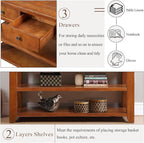 Farmhouse Wood Entry Console Table 48-Inch Modern Sofa Entryway Table with Drawers and Storage Shelves for Entrance Living Room (Brown)