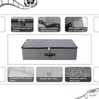 2PCS Foldable Under Bed Storage Box with Plastic Support Liner, Handles, Zipper lid, Blankets Clothes Comforters Storage Bin Organizer for Bedroom and Closet, 29×15×7inch, Black Grey