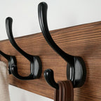 Dseap Wall Mounted Coat Rack: Patented, Heavy-Duty, 17.4" Long 5-Double-Hooks Wooden Hanger Rail for Winter Coats, Hat, Jacket, Clothing - Natural & Black