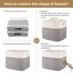 OIAHOMY 13 Kallax Inch Cube Storage Bins, 3-Pack Cotton Rope Woven Baskets for Organizing, Kallax Insert Storage Baskets for Shelves, Baby Nursery, Closet Organizer, 15*13*12.6IN, Grey & White