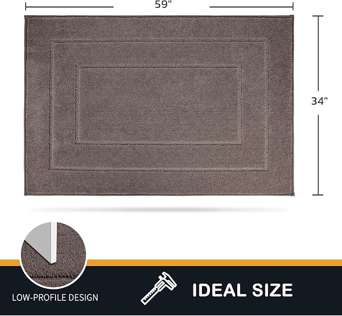 PURRUGS Dirt Trapping Door Mat 34" x 59", Non-Slip/Skid Machine Washable Entryway Area Rug, Dog Doormat, Super Absorbent Welcome Mat for Muddy Wet Shoes and Paws, Grayish Brown