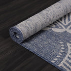 Medallion Outdoor Rug 5x7 Washable Outside Carpet for Indoor Patio Porch Waterproof Easy Cleaning Non Shedding Area Rugs Blue 5 x 7