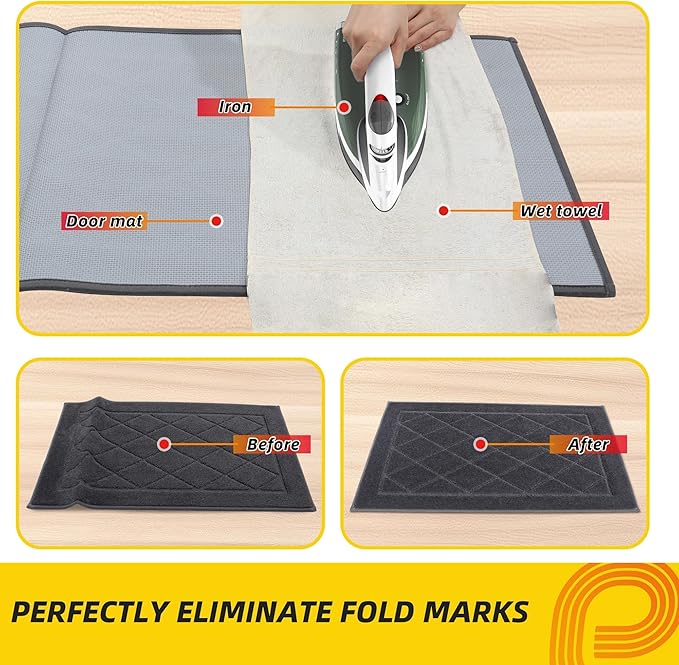 JSEI Dirt Trapper Door Mat 20"x32", Non-Slip Washable Entryway Mats, Dog Door Mat, Stain Resistant and Absorbent Floor Mats, Low Profile Welcome Mat for Front Back Door, Dark Grey