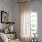 Sutuo Home Boho Curtains 120 inches for Bedroom Living Room Patio Doorway, Crochet Lace Sheer Bohemian Extra Long with Tassels,Window Treatment Drape, Single 1 Panel 59" W x 120" L, Beige