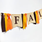 Happy Fall Pumpkin Burlap Pennant Banner Flag Felt Happy Fall Sign and Pumpkin Pattern with Fall Color Ribbon for Fall Autumn Harvest Thanksgiving Day Birthday Baby Shower Party Decorations Supplies