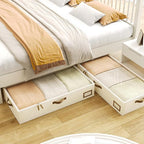 Under Bed Storage Containers, 2-Pack Underbed Storage Box, Collapsible Clothes Storage Bins with Handles and Lid, Medium Under Bed Organizers for Shoe, Blanket, Toy, Pillow, Sheet, Beige